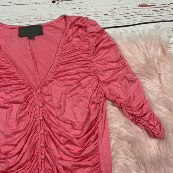 Anthropologie Sunday in Brooklyn Barbie Ruched Gathered Pink Blouse - Picture 7 of 10